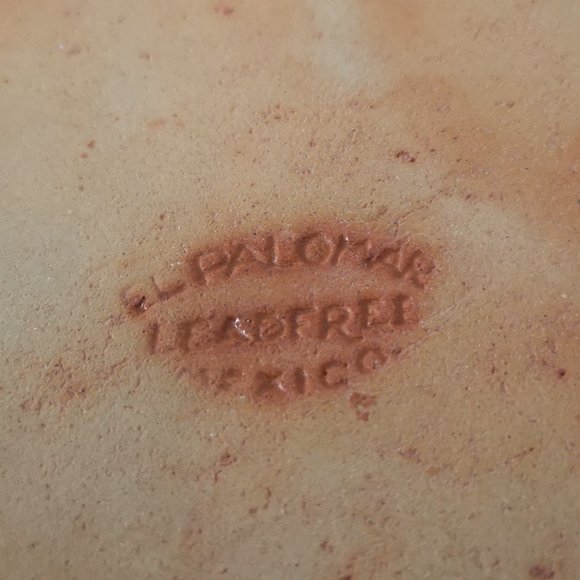 Beautiful El Palomar Mexico Pottery Hand-painted Square Dish, Orange Blue White - Picture 5 of 5